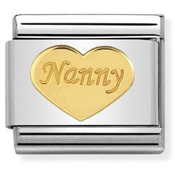 Nomination Classic Link with 'Nanny' Heart in Yellow Gold Tone