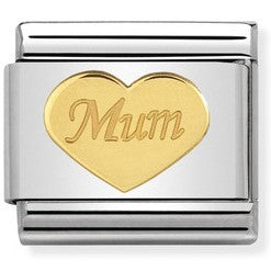 Nomination Classic Link with 'Mum' Heart in Yellow Gold Tone