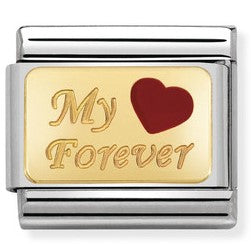 Nomination Classic Link with Enamel 'My Forever' in Yellow Gold Tone