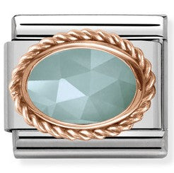 Nomination Classic Link with Oval Amazonite in Rose Gold Tone