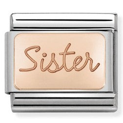 Nomination Classic Link with 'Sister' in Rose Gold Tone