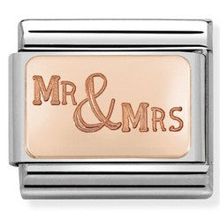 Nomination Classic Link with 'Mr & Mrs.' in Rose Gold Tone