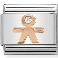 Nomination Classic Link with CZ Little Boy in Rose Gold Tone