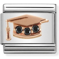 Nomination Classic Link with Graduation Hat in Rose Gold Tone