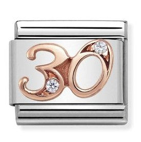 Nomination Classic Link with CZ Number '30' in Rose Gold Tone