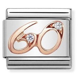 Nomination Classic Link with CZ Number '60' in Rose Gold Tone