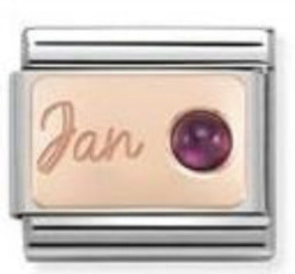 Nomination Classic Link with 'Jan' & Garnet in Rose Gold Tone