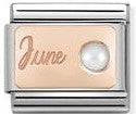 Nomination Classic Link with 'June' & White Pearl in Rose Gold Tone