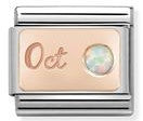 Nomination Classic Link with 'Oct' & White Opal in Rose Gold Tone