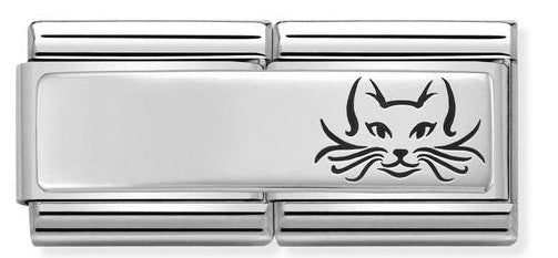 Nomination Engravable Double Link with Cat