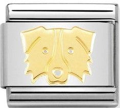 Nomination Classic Link with Border Collie in Yellow Gold Tone