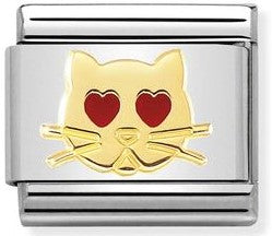 Nomination Classic Link Cat with Heart Eyes