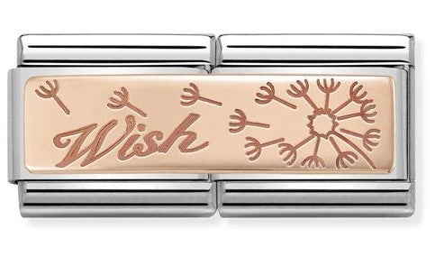 Nomination Double Link with 'Wish' & Dandelion in Rose Gold Tone