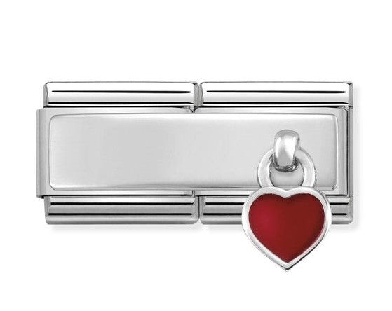 Nomination Engravable Double Link with Red Heart Charm