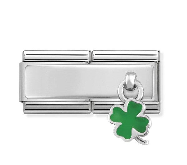 Nomination Engravable Double Link with Four-Leaf Clover Charm