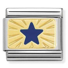 Nomination Classic Link with Enamel Blue Star in Yellow Gold Tone