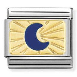 Nomination Classic Link with Enamel Blue Moon in Yellow Gold Tone