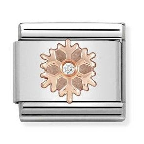 Nomination Classic Link with CZ Snowflake in Rose Gold Tone