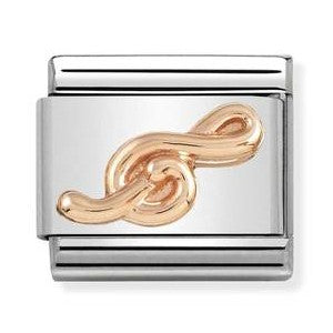 Nomination Classic Link with Treble Clef Music Note in Rose Gold Tone