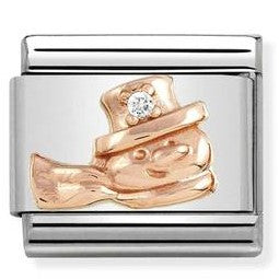 Nomination Classic Link with CZ Snowman in Rose Gold Tone