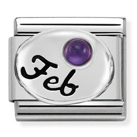 Nomination Classic Link with Feb & Amethyst Stone