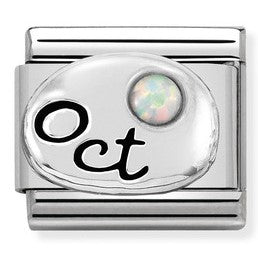 Nomination Classic Link with 'Oct' & White Opal Stone