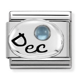 Nomination Classic Link with 'Dec' & Light Blue Topaz Stone