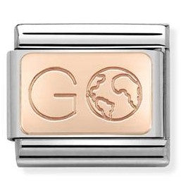 Nomination Classic Link with 'GO' & Earth in Rose Gold Tone