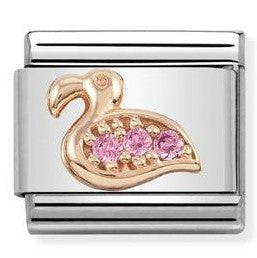 Nomination Classic Link with CZ Flamingo in Rose Gold Tone