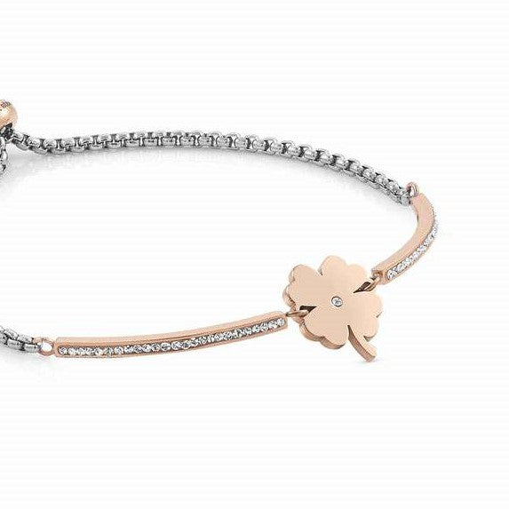 Nomination Milleluci Bracelet with CZ Rose Gold Four-Leaf Clover in Rose Gold Tone 028005/006