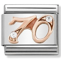 Nomination Classic Link with CZ Number '70' in Rose Gold Tone