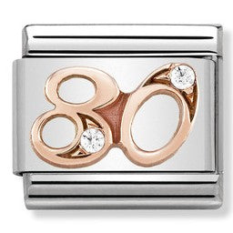 Nomination Classic Link with CZ Number '80' in Rose Gold Tone