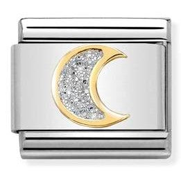 Nomination Classic Link with Enamel Glitter Moon in Yellow Gold Tone