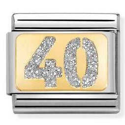 Nomination Classic Link with Enamel Glitter '40' in Yellow Gold Tone