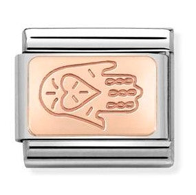 Nomination Classic Link with Hand Of Fatima in Rose Gold Tone