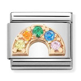 Nomination Classic Link with CZ Rainbow in Rose Gold Tone