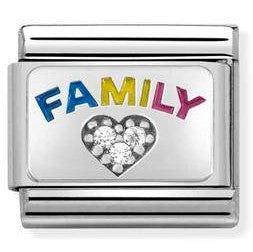 Nomination Classic Link with 'FAMILY' & CZ Heart