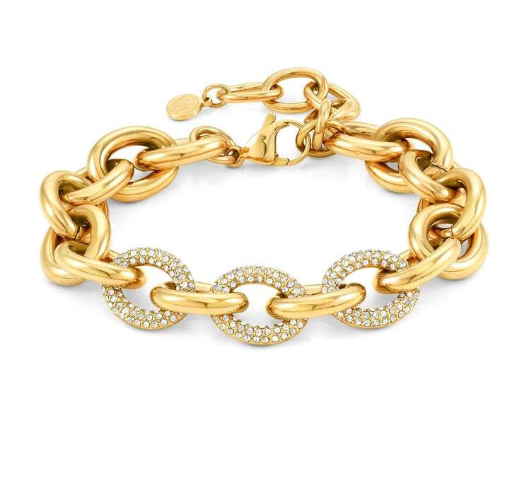 Load image into Gallery viewer, Nomination Affinity Link Bracelet with CZ Crystals in Yellow Gold Tone 028600/012

