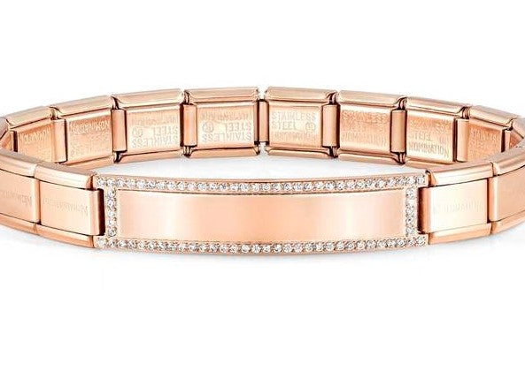 Nomination Engravable Trendsetter Bracelet with Cubic Zirconia in Rose Gold Tone 021138/011