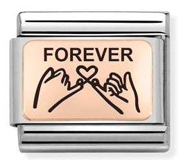 Nomination Classic Link with 'FOREVER' & Hands in Rose Gold Tone