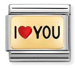 Nomination Classic Link with Enamel 'I Heart You' in Yellow Gold Tone