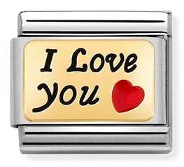 Nomination Classic Link with Enamel 'I Love You' in Yellow Gold Tone