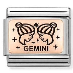 Nomination Classic Link with Gemini Symbol in Rose Gold Tone