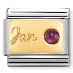 Nomination Classic Link with 'January' & Garnet Birthstone in Yellow Gold Tone