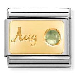 Nomination Classic link with 'August' & Peridot Birthstone in Yellow Gold Tone