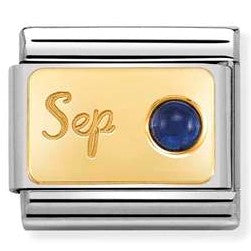 Nomination Classic Link with 'September' & Sapphire Birthstone in Yellow Gold Tone
