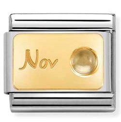 Nomination Classic Link with 'November' & Citrine Birthstone in Yellow Gold Tone