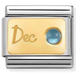 Nomination Classic Link with 'December' & Light Blue Topaz in Yellow Gold Tone