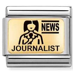 Nomination Classic Link with Journalist Symbol in Yellow Gold Tone