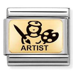 Nomination Classic Link with Artist Symbol in Yellow Gold Tone